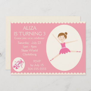 Pink Ballerina Birthday Party Invitation
