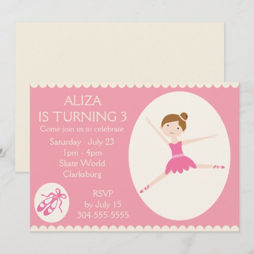 Pink Ballerina Birthday Party Custom Invites