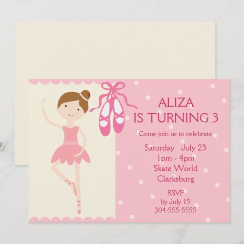 Pink Ballerina Birthday Party Custom Invitation