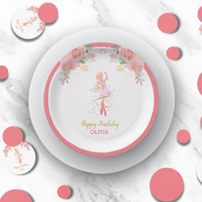 Pink Ballerina Birthday Party Shower Custom Paper Plates (Pink Ballerina Birthday Party Shower Custom Paper Plates)