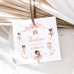 Pink Ballerina Birthday Party Square Favor Tags