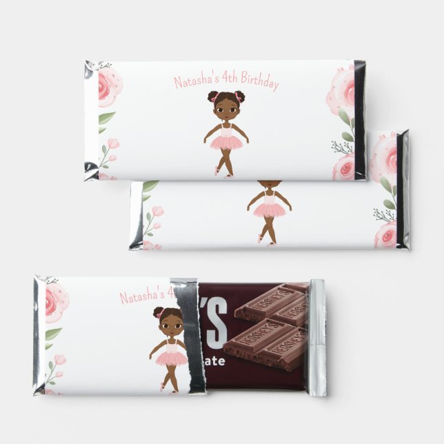 Pink Ballerina Birthday Party Thank You  Hershey Bar Favors (Front)