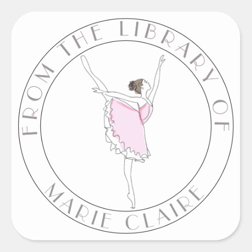 Pink Ballerina Bookplate Your Name Here Library