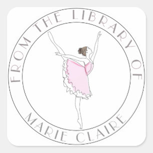 Pink Ballerina Bookplate Your Name Here Library