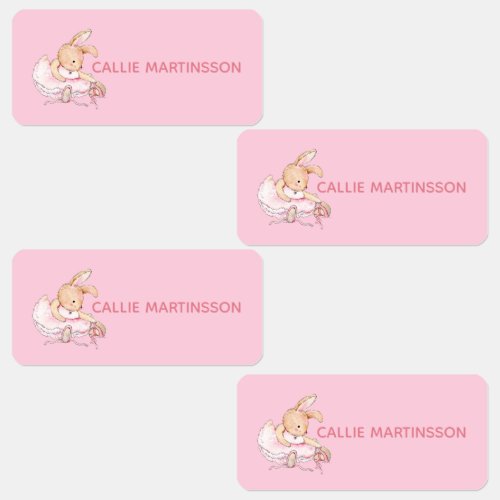 Pink Ballerina Bunny Childs Custom Name Label