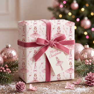 Pink Ballerina Coquette Nutcracker Seamless Wrapping Paper