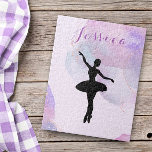 Pink Ballerina Custom Girl Name Jigsaw Puzzle