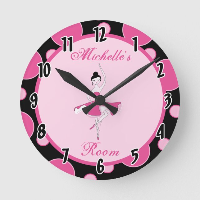 Pink Ballerina Dance Ballet Personalized Clock (Front)