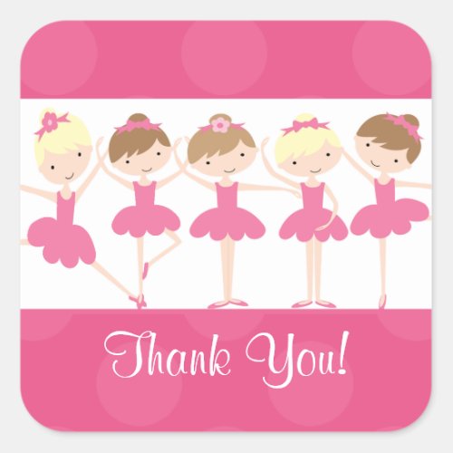 Pink Ballerina Dance Birthday Thank You Sticker