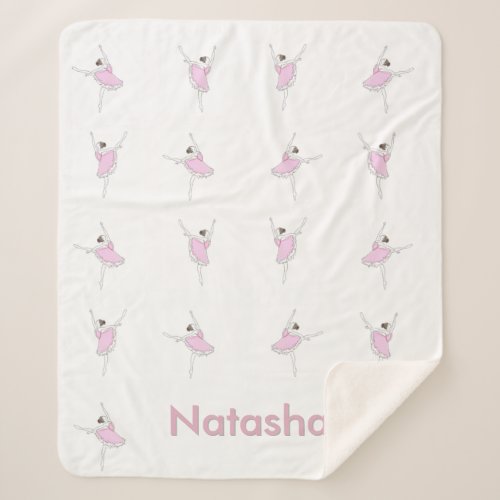 Pink Ballerina Dance Poses Girl Sherpa Blanket