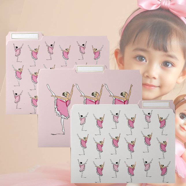 Pink Ballerina Dancer Girl File Folders (Creator Uploaded)