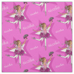 Pink ballerina dark hair girl custom ballet fabric