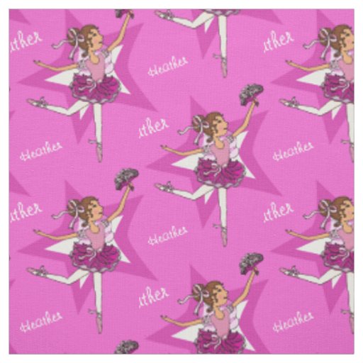 Pink ballerina dark hair girl custom ballet fabric