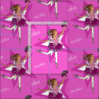 Pink ballerina dark hair girl custom ballet fabric