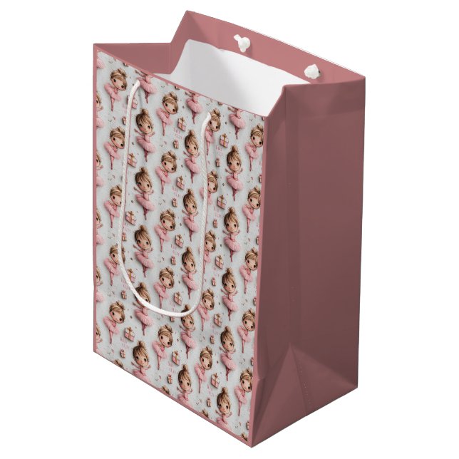 Pink Ballerina Dream with Tutus Medium Gift Bag (Front Angled)