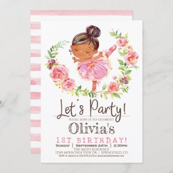Pink Ballerina Girl Birthday Party Invitation by Card_Stop at Zazzle