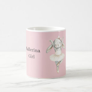 Pink Ballerina Girl Bunny in Tutu Coffee Mug