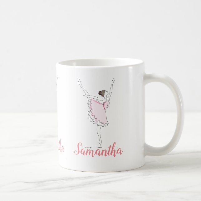 Pink Ballerina Girl Personalized  Coffee Mug (Right)