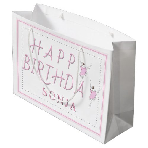 Pink Ballerina Happy Birthday Large Gift Bag