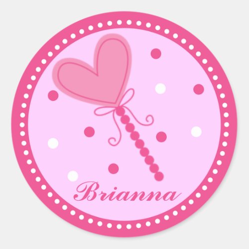 Pink Ballerina Heart Wand Sticker