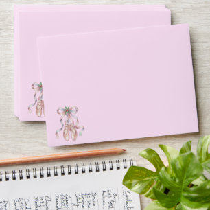 Pink Ballerina Holiday Birthday Invitation Envelope