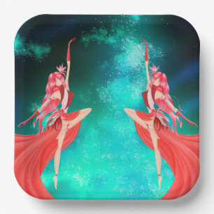 Pink Ballerina Night Sky Paper Plate