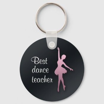 Pink Ballerina On Black Dance Teach Gift Keychain by LittleThingsDesigns at Zazzle