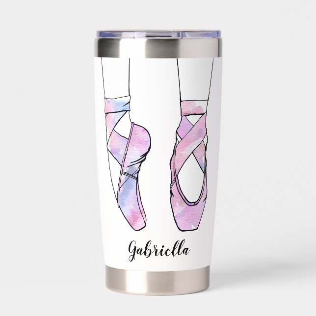 Pink Ballerina Personalized Ballet Insulated Tumbler (Front)