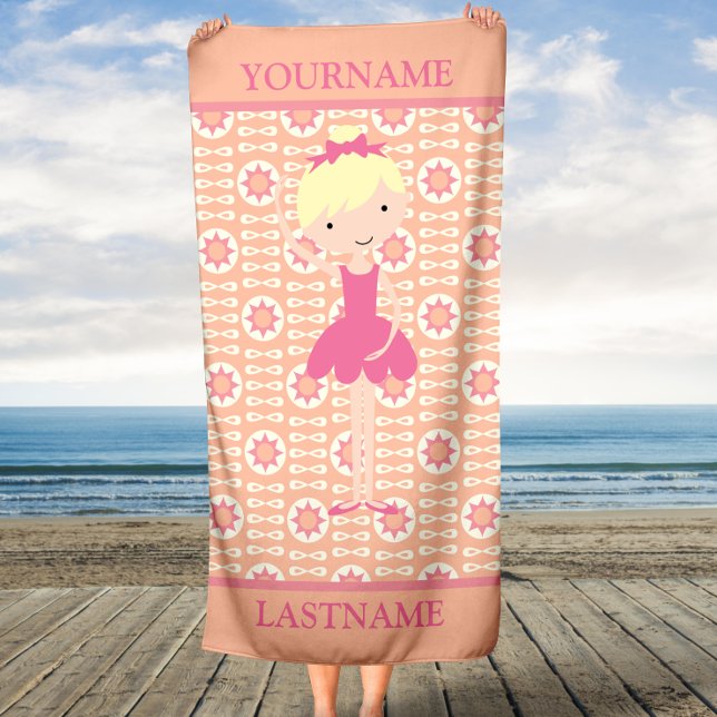 Pink Ballerina Personalized Beach Towel (Creator Uploaded)