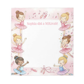 Pink Ballerina Personalized Mitzvah Note pad