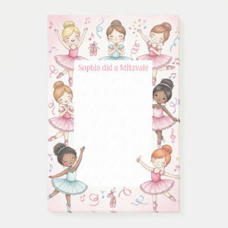 Pink Ballerina Personalized Mitzvah pad Post-it Notes