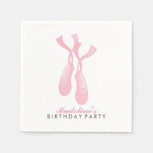Pink Ballerina Pointe Shoes Girl's Birthday Party Napkins