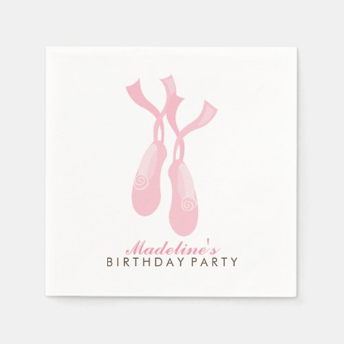 Pink Ballerina Pointe Shoes Girls Birthday Party Napkins