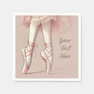 Pink Ballerina Pointed Toes Birthday Party Napkins