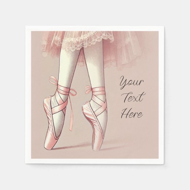 Pink Ballerina Pointed Toes Birthday Party Napkins (Front)