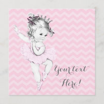 Pink Ballerina Princess Baby Shower Invitation