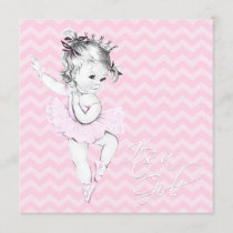 Pink Ballerina Princess Baby Shower Invitation