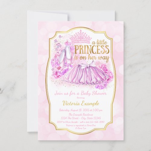Pink Ballerina Princess Baby Shower Invitation