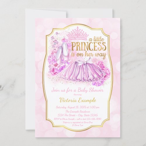 Pink Ballerina Princess Baby Shower Invitation