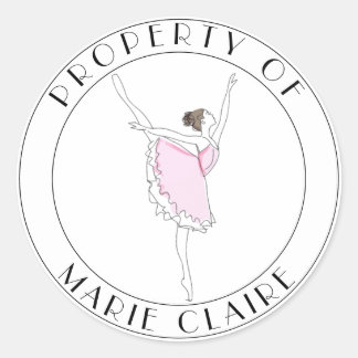 Pink Ballerina Property Of Name Belongings Sticker