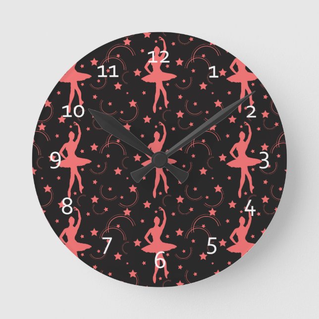 Pink Ballerina Round Clock (Front)