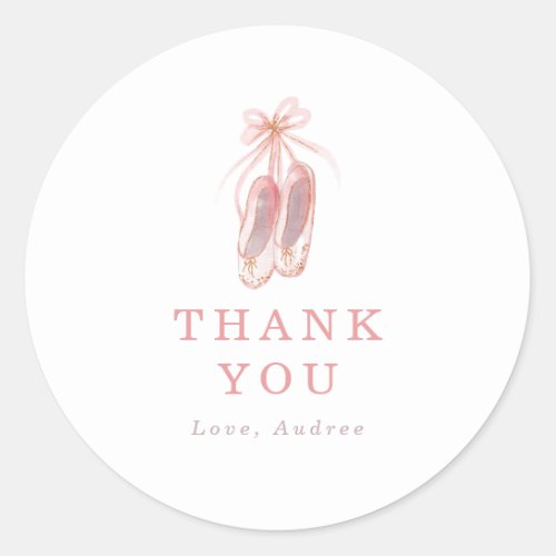 Pink Ballerina Shoes Birthday Party Thank You Classic Round Sticker