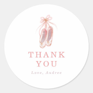 Pink Ballerina Shoes Birthday Party Thank You Classic Round Sticker