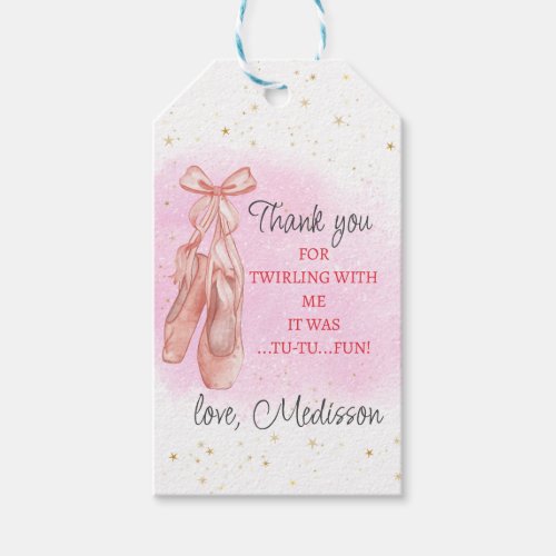 Pink Ballerina Shoes Birthday Party Thank You  Gift Tags