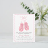 Pink Ballerina Shoes Girl Baby Shower Invitations (Standing Front)