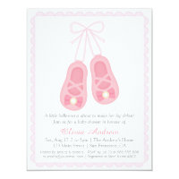 Pink Ballerina Shoes Girl Baby Shower Invitations