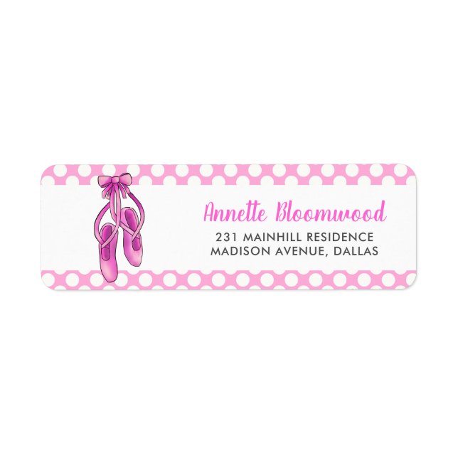 Pink Ballerina Shoes | Girl Baby Shower Label (Front)