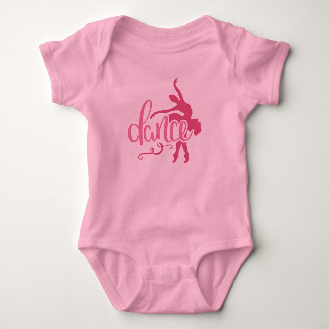 Pink Ballerina Silhouette Ballet Dance Baby Bodysuit (Front)