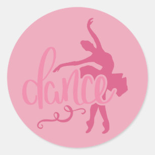 Pink Ballerina Silhouette Ballet Dance Classic Round Sticker