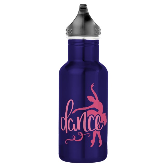 Pink Ballerina Silhouette Ballet Dance Stainless Steel Water Bottle (Right)